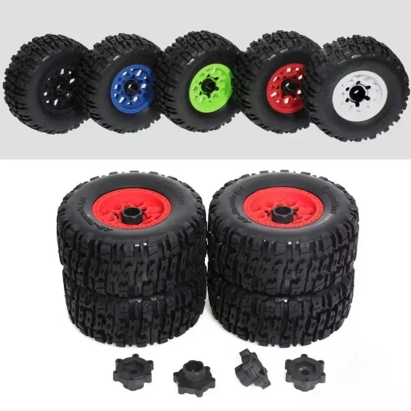 

1/10 110mm Short-Course Off-Road Truck Tire & Wheel Set, with 12mm/14mm/17mm Hex Connectors for ARRMA Senton/Trxs Slash