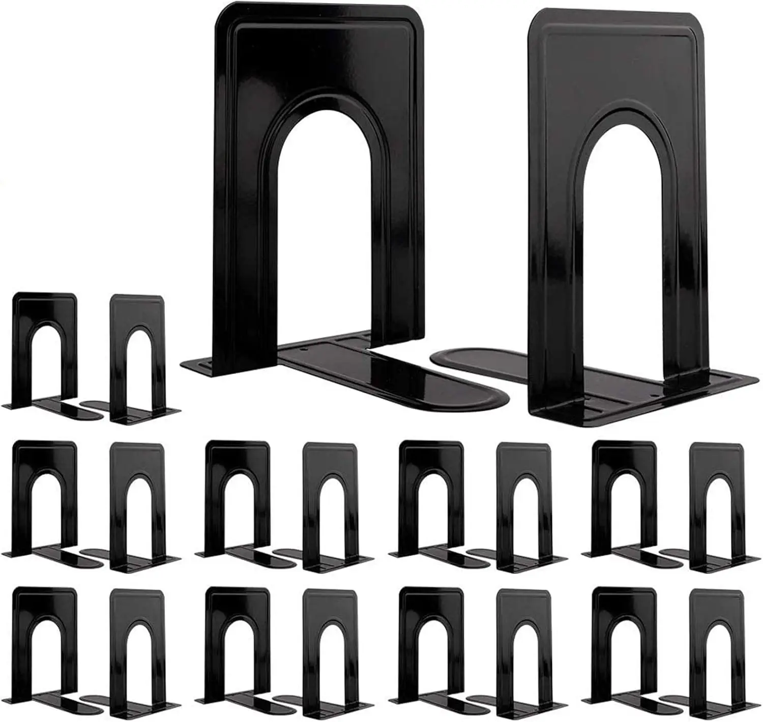 

20pcs Heavy Duty Metal Bookends, 6.6x5.7x5in Black Non-Slip for Shelves