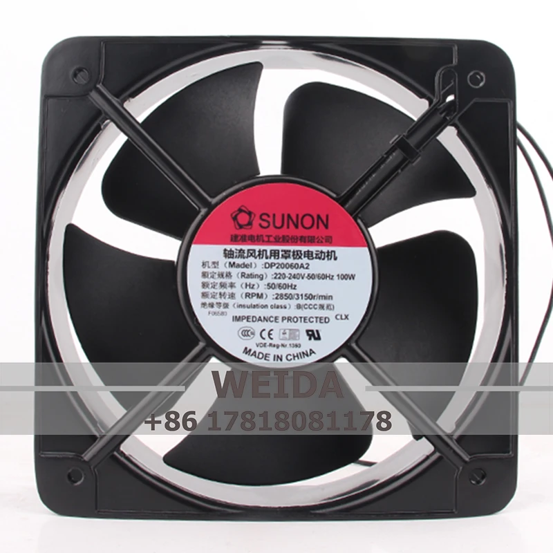 

Case Fan for SUNON DP20060A2 200X200X60MM 20CM 20060 220/240V 100W Inverter High Airflow Cooling Fan