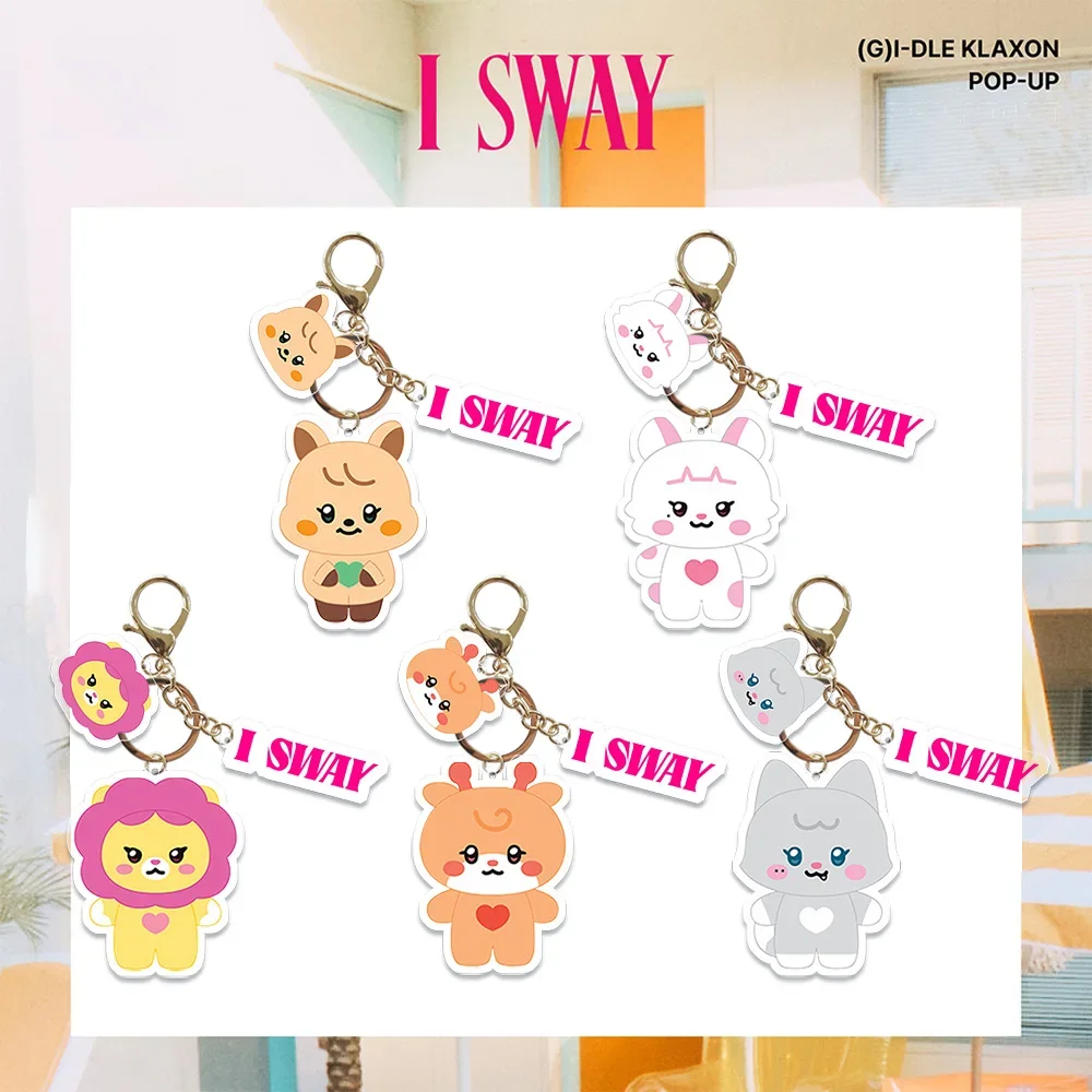 Kpop GIDLE Keychain Keyring Korean Girl Group MIYEON MINNIE SOYEON YUQI SHUHUA Acrylic New Album I SWAY Fans KeyChains Pendant