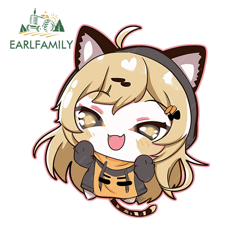 

EARLFAMILY 13cm x 12cm Neko Girl Japanese Kawaii Car Stickers Chibi Anime Yellow Hair Cat Ears Accessories Scratch Proof Decor