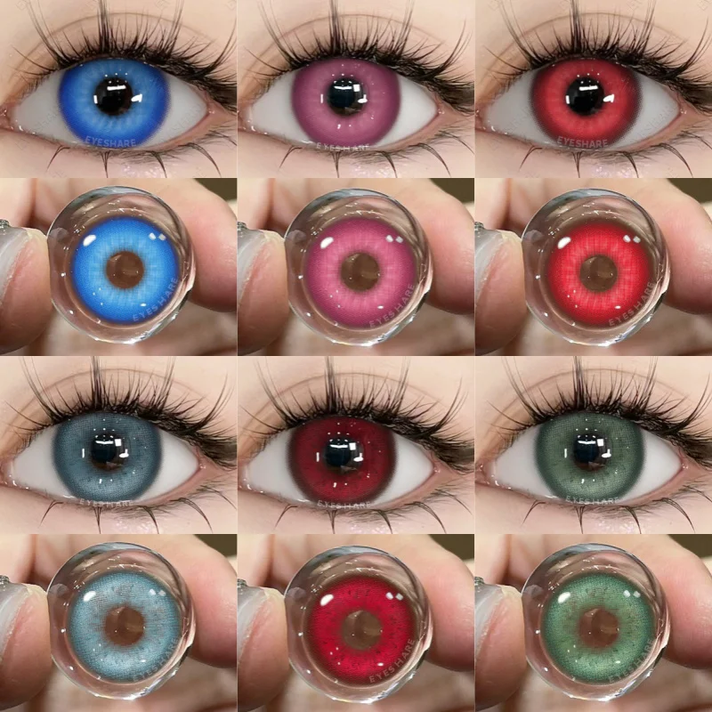 1 Pair Korean Fashion Lenses New Pink Cosplay Anime Lenses Color Contact Lenses for Eyes Cosmetics Colored Contacts Red Eye Lens