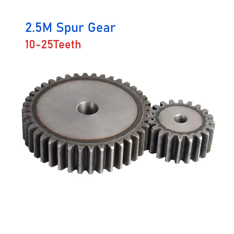 

2.5M Spur Gear 10-25 Teeth Flat Cylindrical High Frequency Quenching Teeth Motor Tramission Gears 45# steel Thickness 20mm