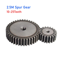 2.5M Spur Gear 10-25 Teeth Flat Cylindrical High Frequency Quenching Teeth Motor Tramission Gears 45# steel Thickness 20mm