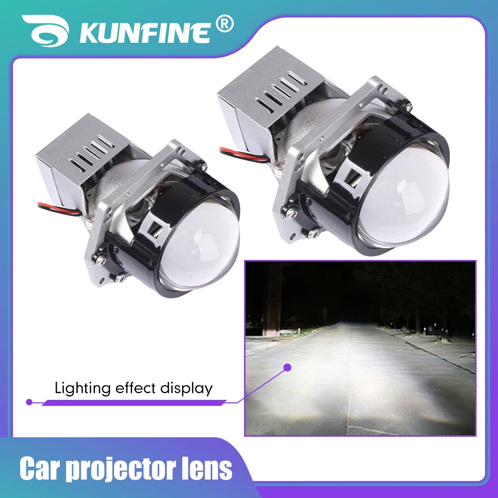 Pair of Bi-Xenon HID Car Fog Light Projector Lens Kit Car Headlight High Low Beam White Light