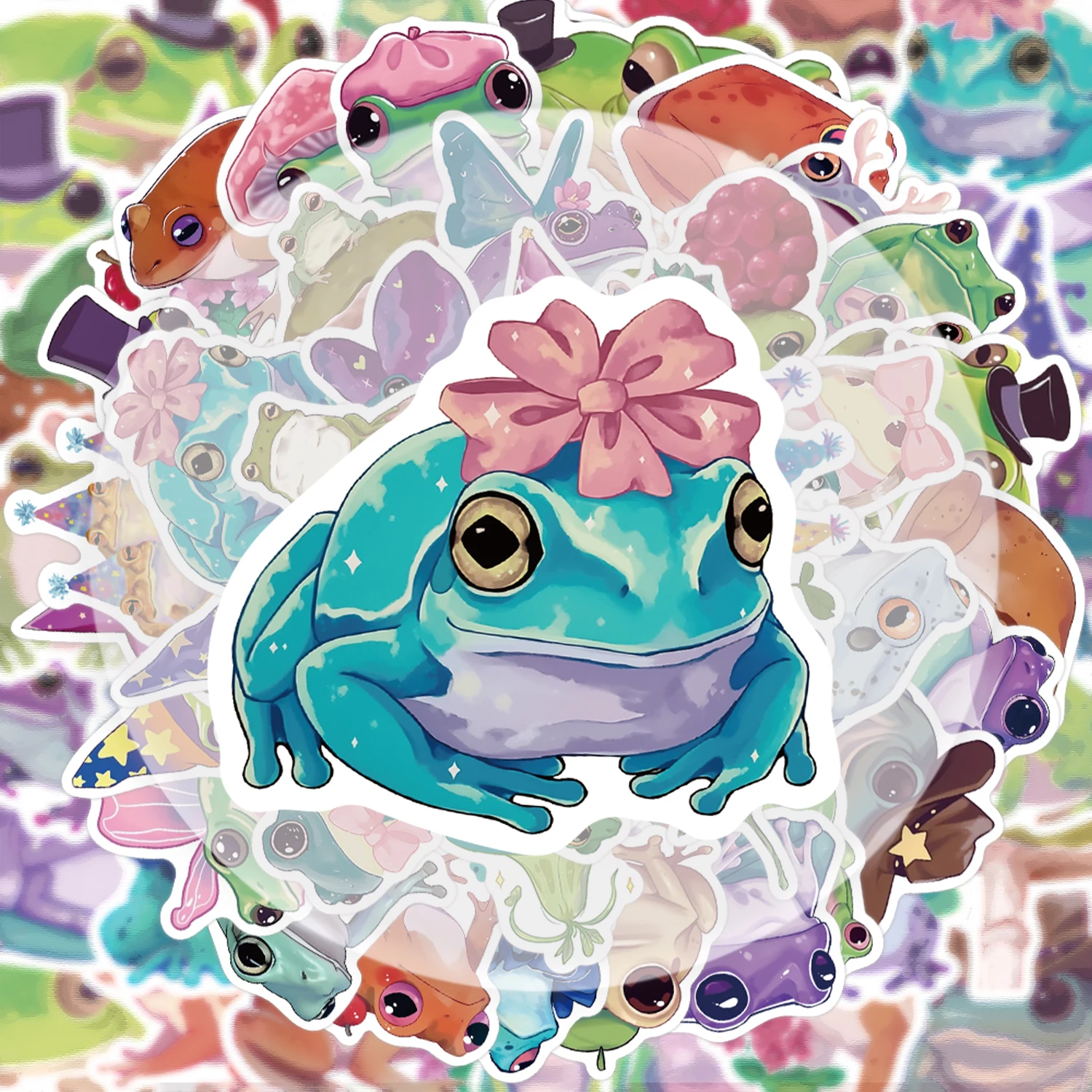 50 süße Frosch-Fee-Graffiti-Aufkleber, geeignet zum Dekorieren von Wasserflaschen, Laptops, Mobiltelefonen, Koffern, Skateboards, Gitarren, Geschenkboxen, Partydekorationen