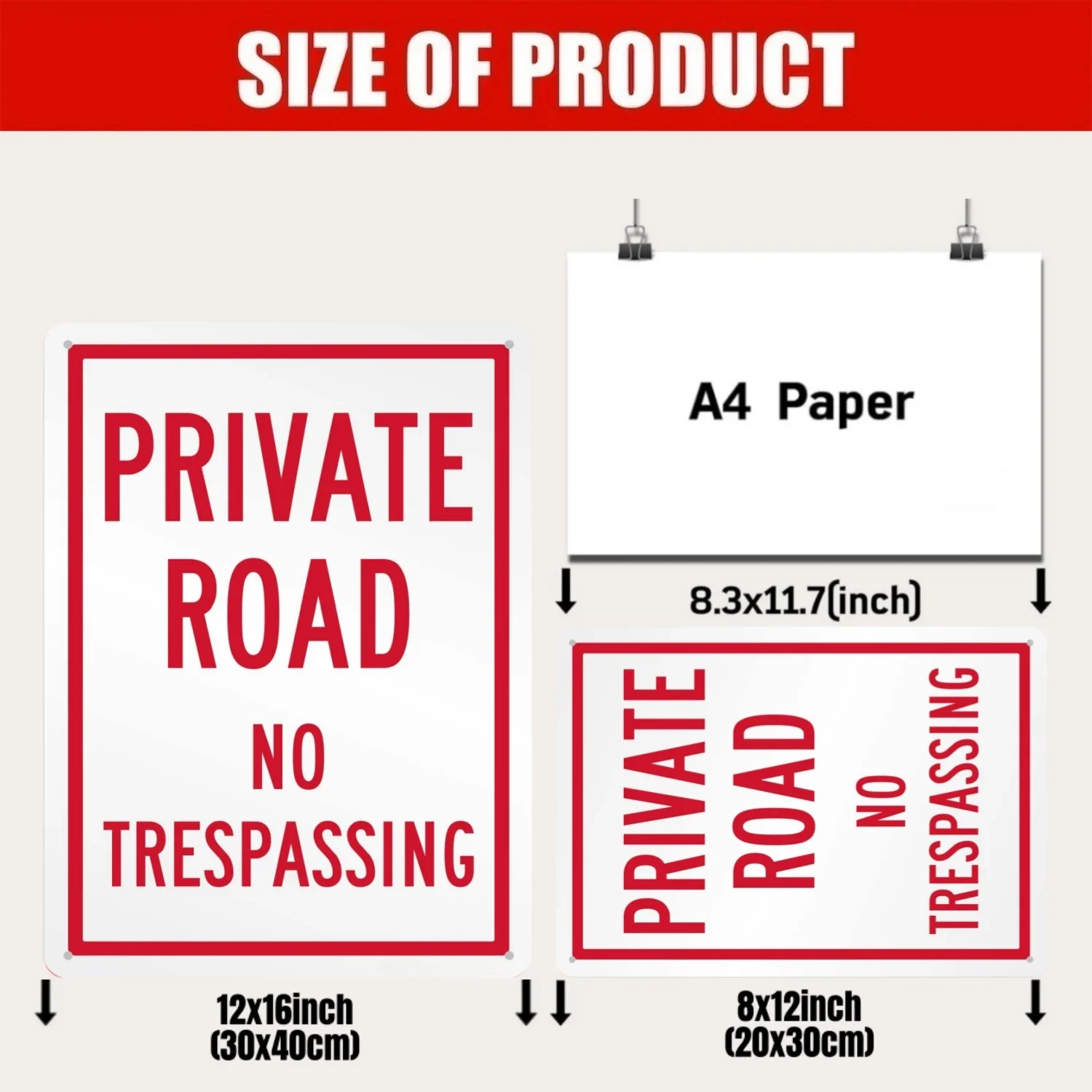 2pcs/4pcs Warning Metal Sign