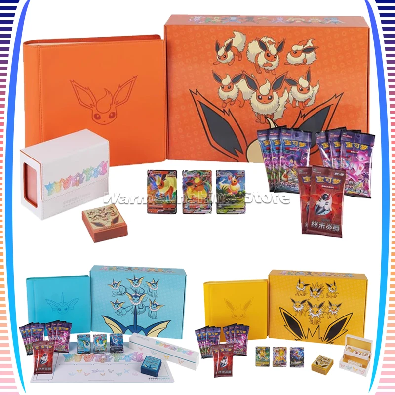 Pokemon Card Eevee Advanced Gift Box Thunder Eevee Fire Évoli Water Evoli Nine-color Convergence Original Packs Children Toys