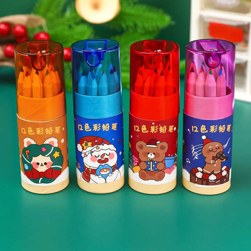 12 set/lot Creative Christmas Bear Rabbit Pencil Cute Drawing Pens Kids Gift School Office Writing Supplies Stationery Wholesale