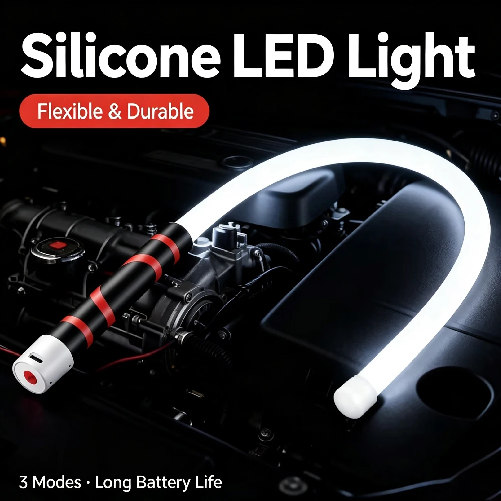 1-2Set Flexible LED Flashlight Stick,73cm Bendable Mechanic Work Light,Light with 3 Modes for Car Repair,Under Hood Tight Spaces