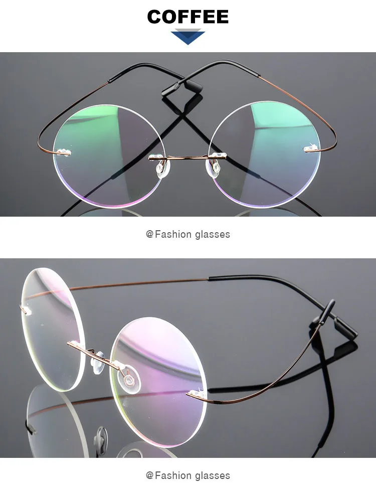 Ältere Klassische Runde Anti Blau Licht Lesebrille Männer Frauen Speicher Titan Legierung Randlose Rezept Presbyopie Leser – Detail 12