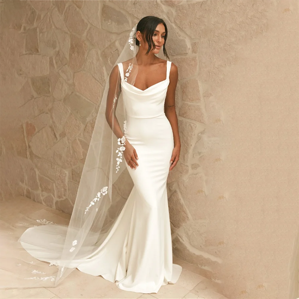 

Elegant Wedding Dress Bride Gown Sleeveless Square Neck Mermaid Backless Bridal Dress Formal Bride Dress for Women Customized