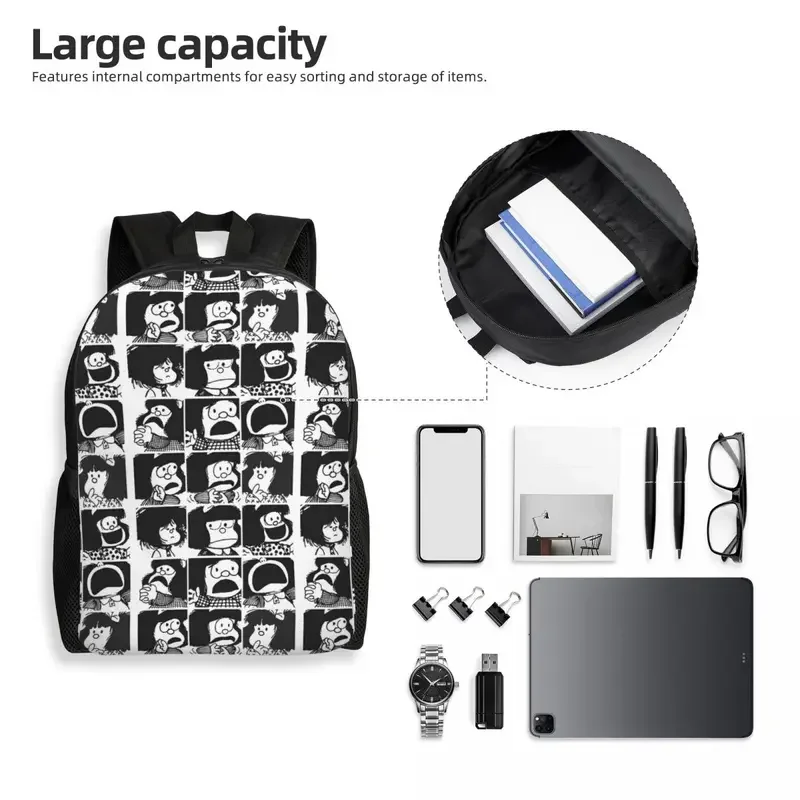 Personalizado Anime Xadrez Mochila Para Laptop Mafalda, Bookbag Casual para Estudante De Escola Universitária, Bonito Sacos Kawaii, Cobertor, Homens e Mulheres