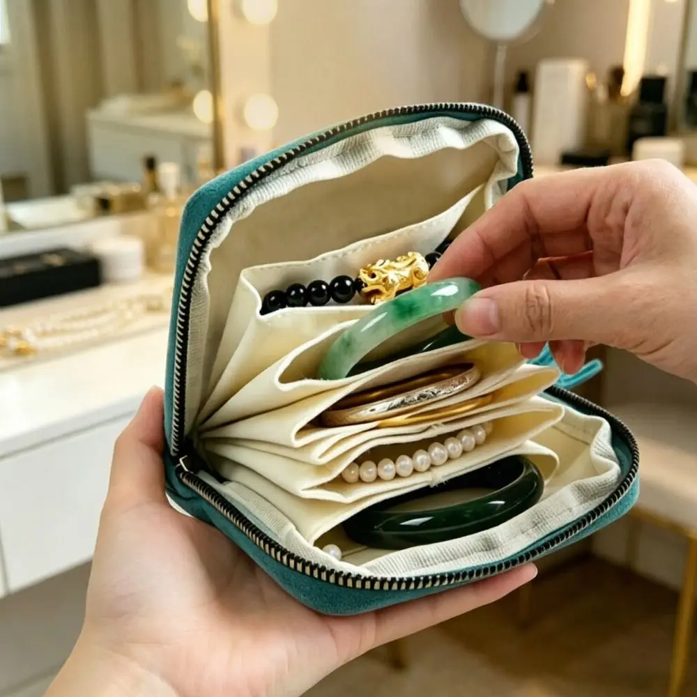6-Layer Jewelry Storage Bag Portable Anti-Scratch Bracelet Display Pouch Elegant Anti-friction Mini Cosmetic Pouch