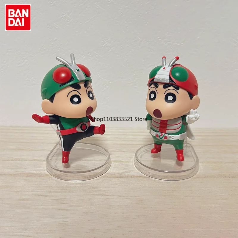 

BANDAI Anime Crayon Shin-chan×Kamen Rider Gashapon Toys Nohara Shinnosuke Standing Posture Action Figures Capsule Model
