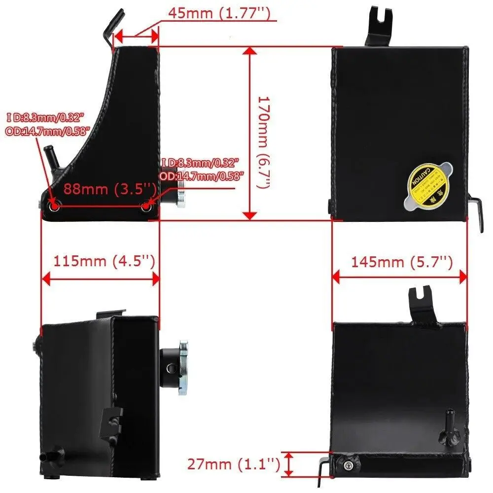 Car modified cooling kettle 1.75L oil breathable pot triangular auxiliary water tank for NISSAN 240sx S1