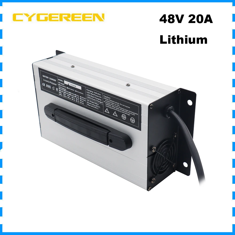 48V 20A 13S Li ion Fast Charger 54.6V 48 Volt 100AH 200AH 300AH Lithium Forklift RV Tricycle Battery Charger