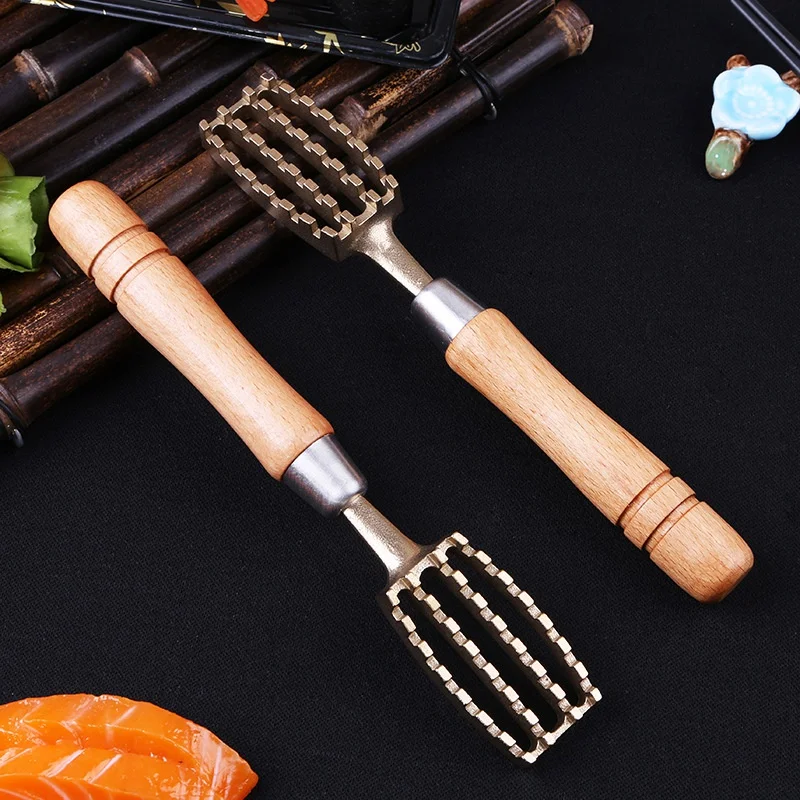 Скребок для рыбной чешуи, скребок для удаления чешуи для рыбы из твердой древесины, латунной чешуи, скребок для чешуи