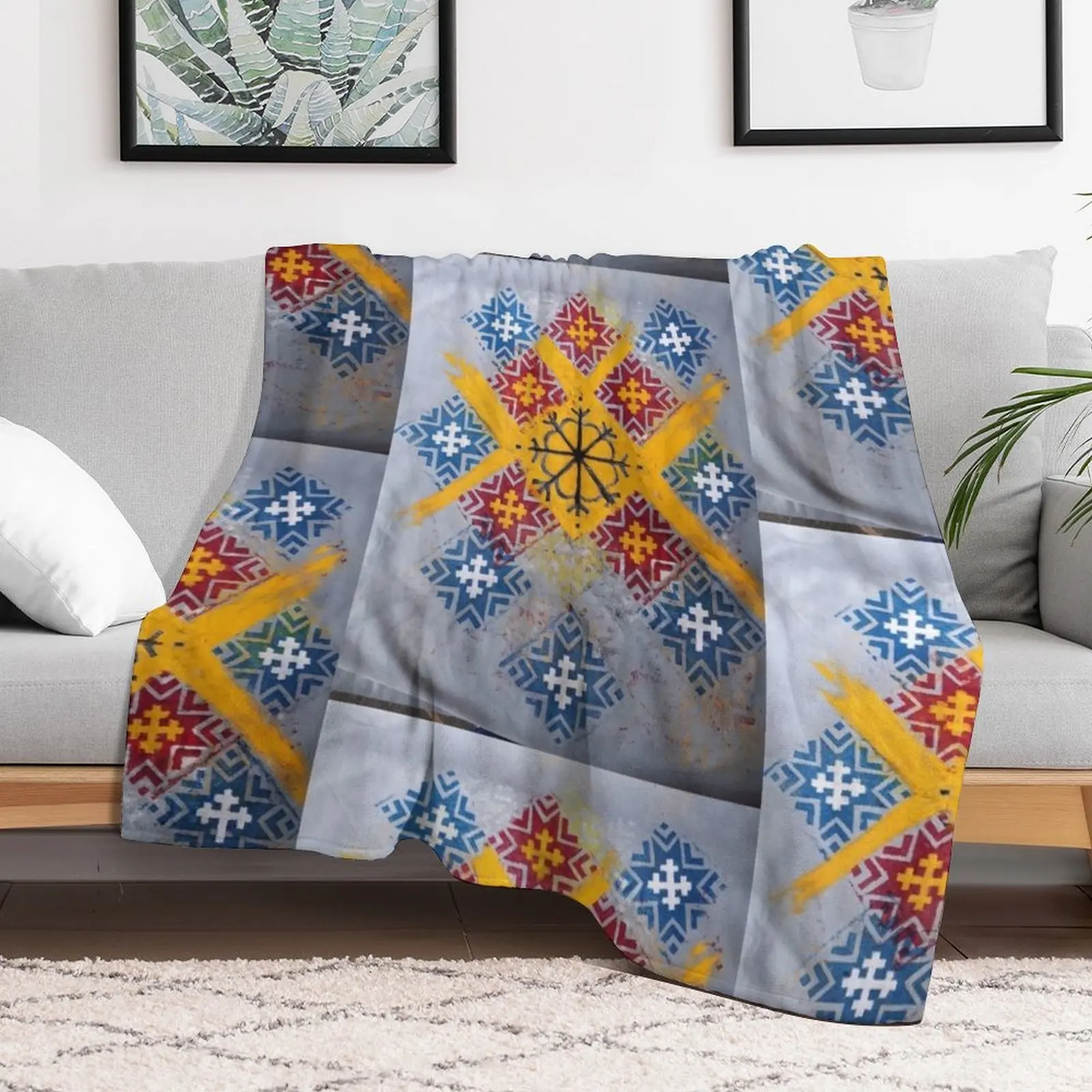 Latvian Power symbols : Sun and Morning Star Throw Blanket Personalized Gift Summer Blankets