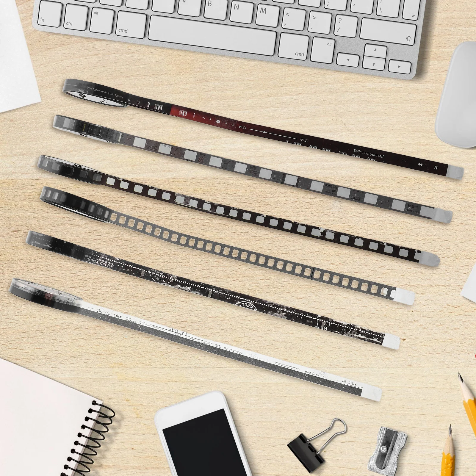 

6 Rolls Retro Vintage Pet Tape Filmstrip Stickers Scrapbooking Journal Decorative Sticker Set for Crafts Scrap Tape