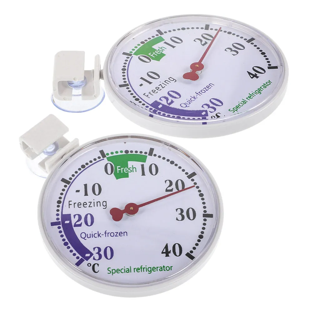 2Pcs Temperature Gauge Household Refrigerator Freezer Thermometers Precise Dial Type Temperature Reader for Food Storage