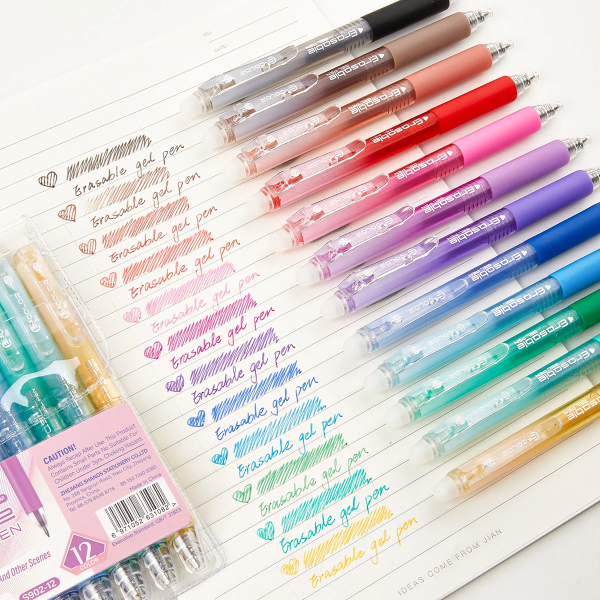12/24/36 Color Retractable Gel Pen Set 0.7mm Fine Point Erasable Marking Pens for Drawing Coloring School Aesthetic Supplies