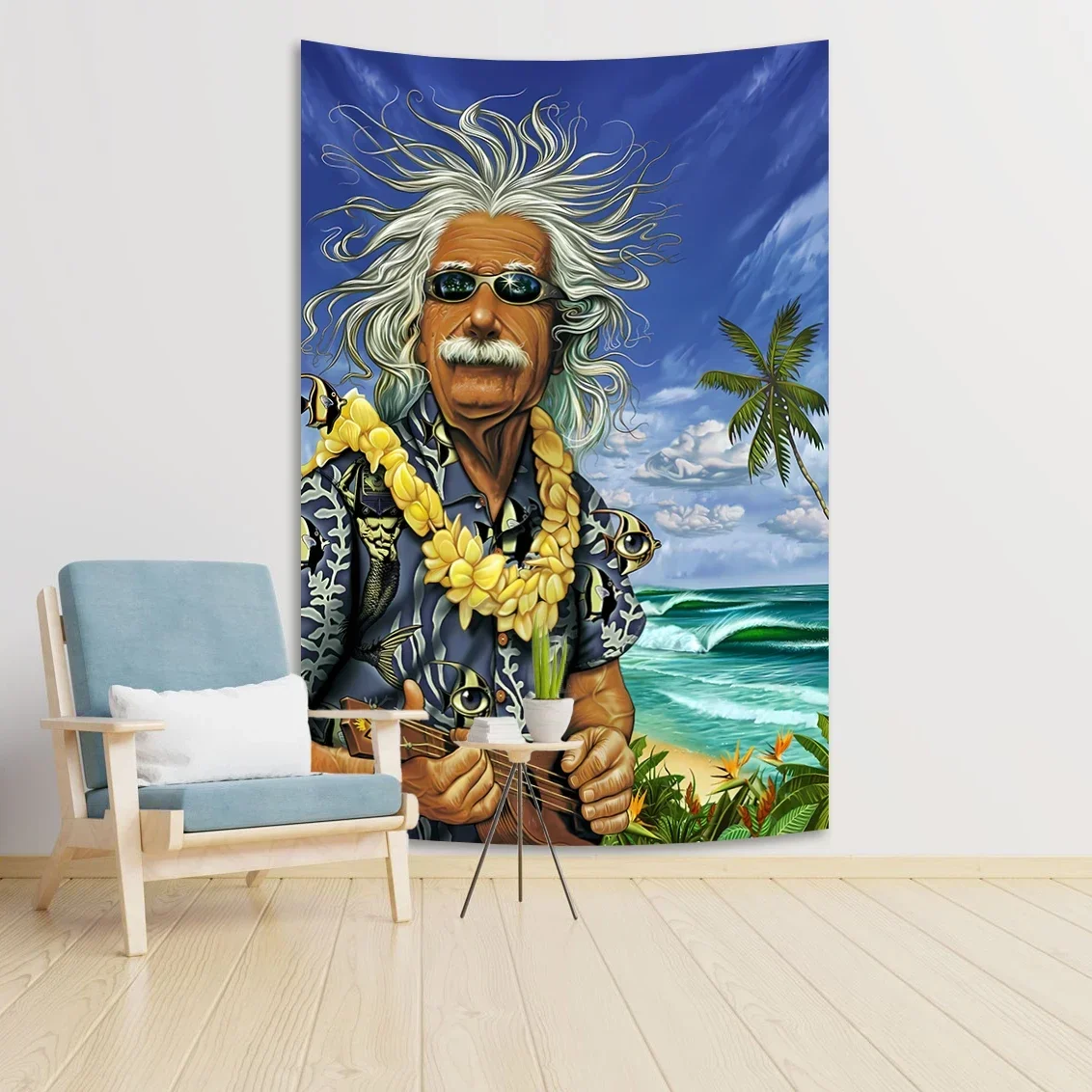 

Funny Abstract Style Eyinstein Beach Cool Photo Poster Background Decoration Wall Tapestry Polyester Material Home Bedroom