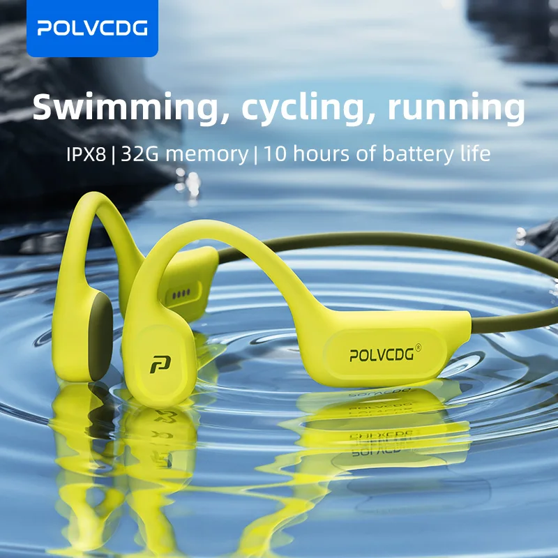 POLVCDG X9 Beengeleidingsoortelefoons 32G IPX8 Waterdicht Open ontwerp voor zwemmen Hardlopen Fietsen Hangende oortelefoons