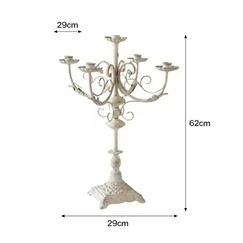 Vintage Antique Carving Iron Candlestick Decoration Wedding Birthday Ornaments Home Livingroom Dining Table Metal Candle Holder