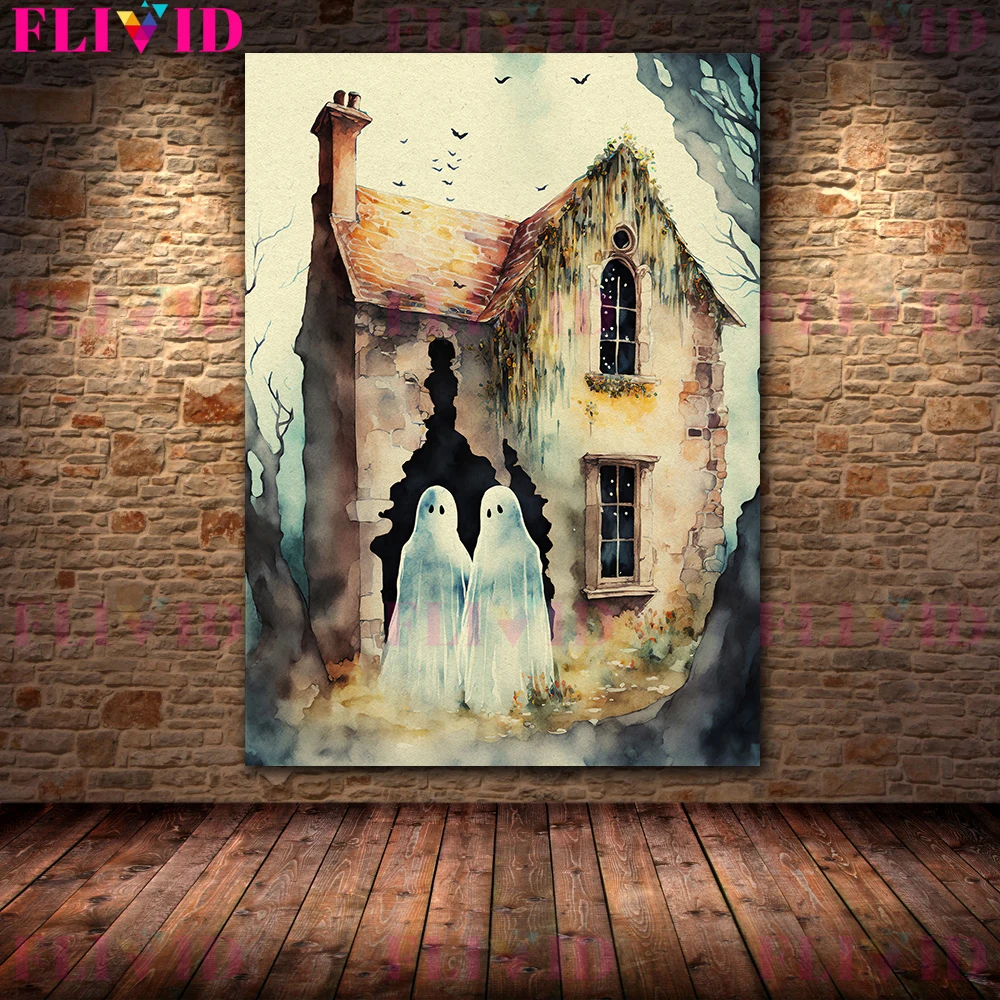 منزل مسكون هالك و شبح وحيد خمر جدار الفن قماش اللوحة زاحف مخيف منزل الفن ملصق طباعة ديكور #3