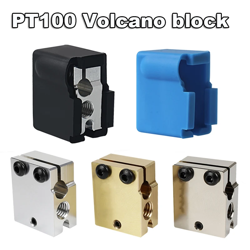 Top Quality PT100 Volcano Heated Block All Metal Heating Block Silicone Case Cover Protective Sock E3D PT100 Volcano Heatblock