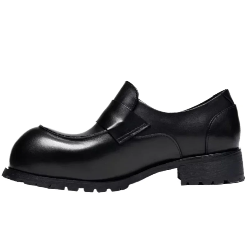 Genuine Leather Big Head Loafers Derby Shoes for Male British Thick Soled Height-increasing Shoes Comfortable Men's Dress Shoes