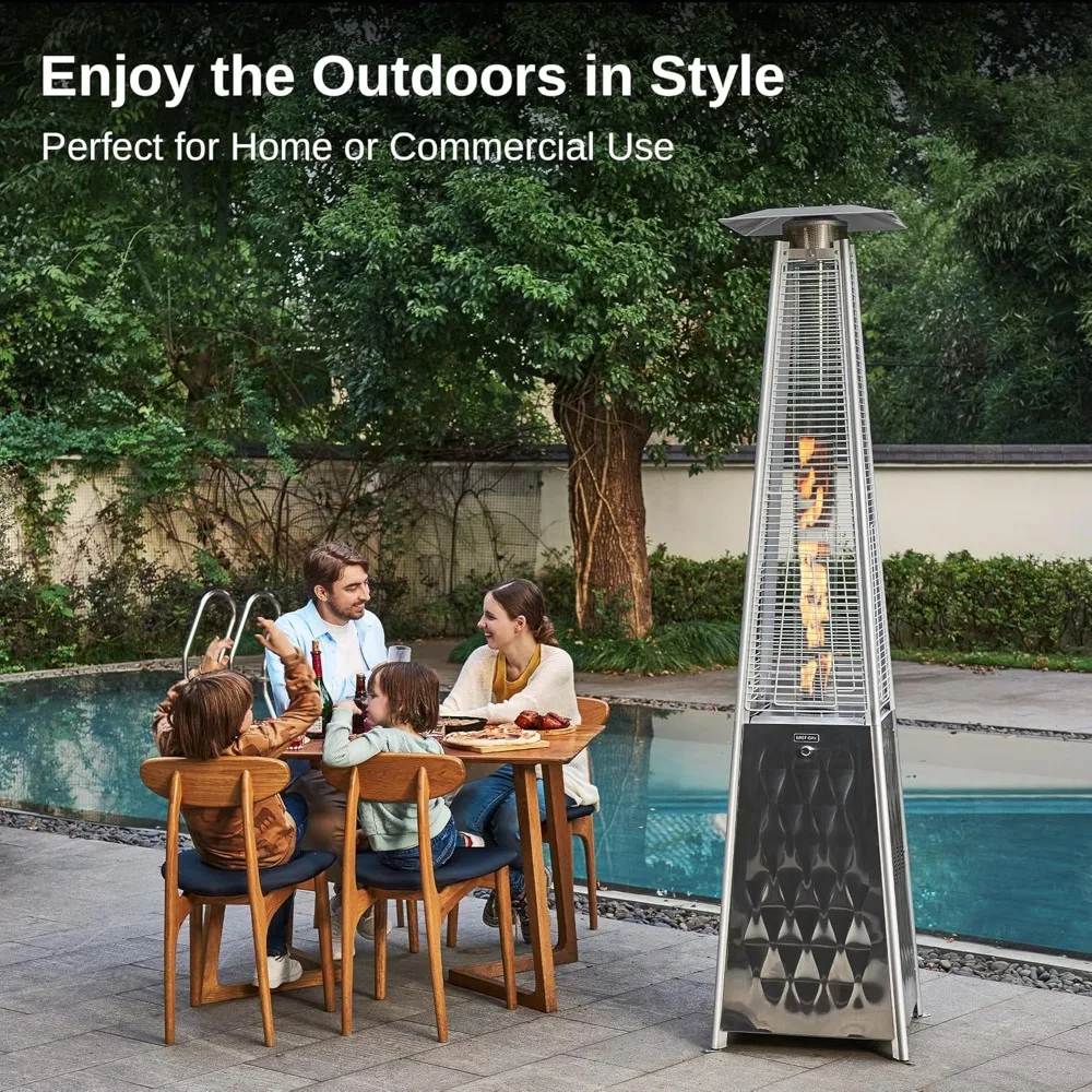 

Pyramid Patio Heater, 48,000 BTU Outdoor Patio Heaters, Quartz Glass Tube Propane Heaters, Outdoor Heater