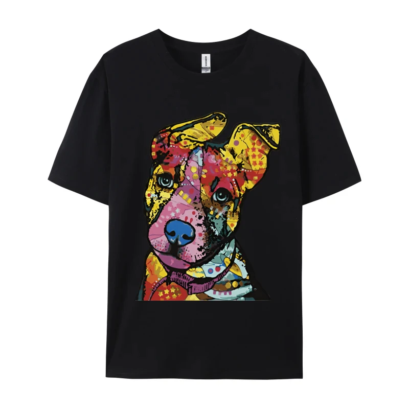 Pitbull T-shirt Colourful PitBulls Lover T-Shirt Cotton Casual Tops Shirts New Coming Men T Shirt Design