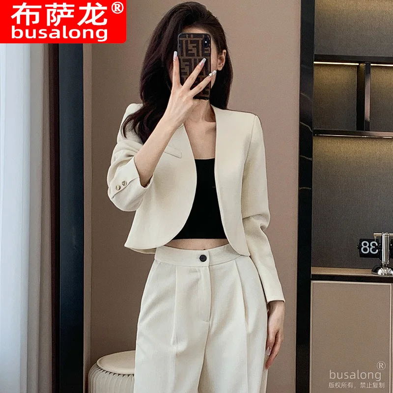 Autumn 2023 New Style Capable Elegant Women's Clothing Young Adult Lady like Woman Style Coffee Color Business Suit Two-Piece Su