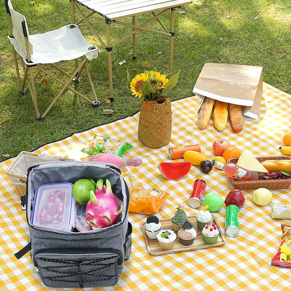 

Large Capacity Camping Insulated Backpack Lightweight Portable Thermal Cooler Bag Oxford Cloth Adjustable Shoulder Strap