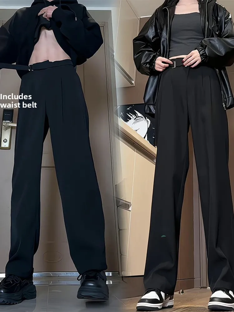 

Naples Ghurka Men's Summer Casual Pants Ice Silk Suit Trousers Drapey Ele Cool Straight Leg High Waist Faion Brand