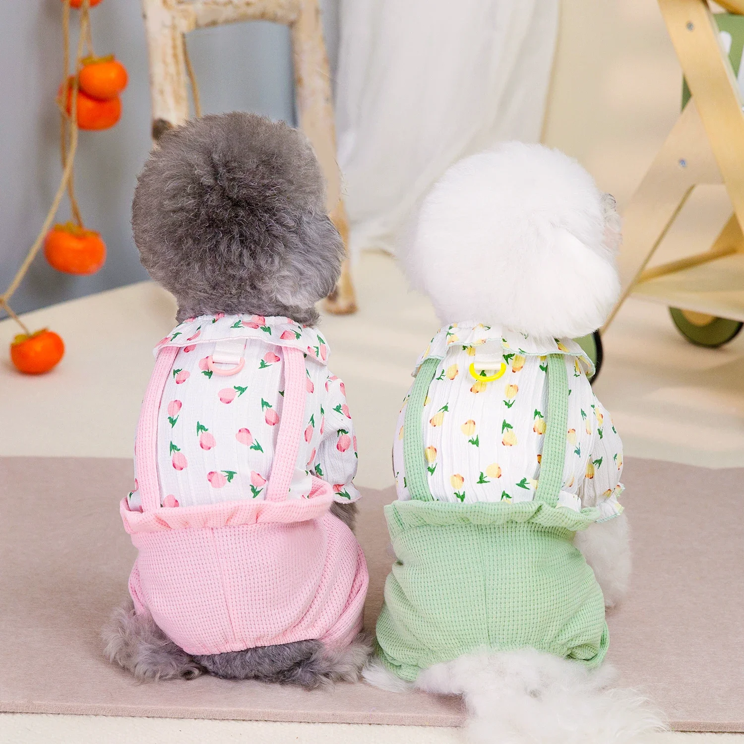 Flower Pattern Pet Dog Clothes for Small Dogs Spring Jumpsuit Puppy Pajamas Cute Cat Clothing Pet Chihuahua Apparel