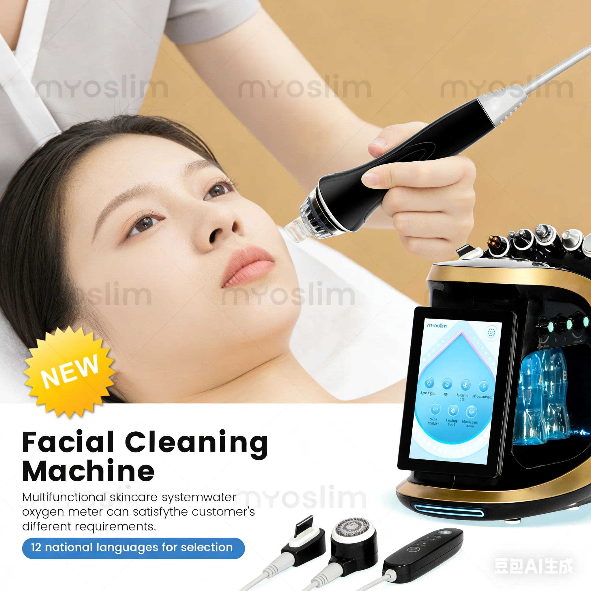 7-in-1 Jet Peel Water Oxygen Bubble Machine Facial Peeling Anti Aging Skin Analysis Care Tool