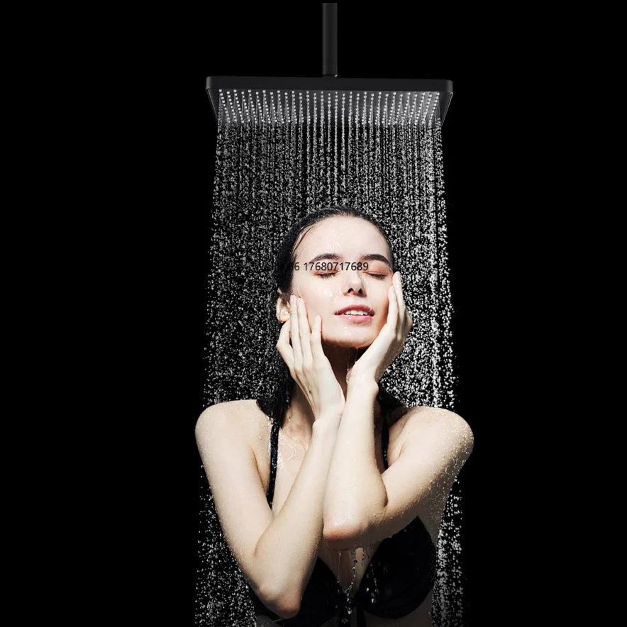 Rainfall Shower System with LED Display 2-in-1 Spray and Adjustable Shelf