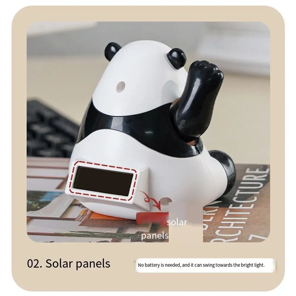 คลื่นอัตโนมัติมือของเล่นแพนด้าไม้ไผ่การ์ตูนจําลองแพนด้ารุ่น Creative Lucky Solar Power Wave มือของเล่นตกแต่งบ้าน