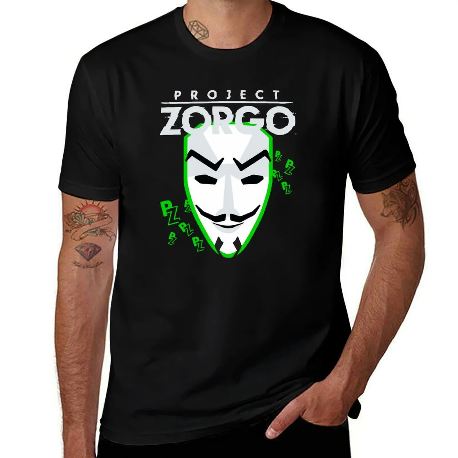 Mask Zorgo Gift cotton tshirt t anime T-Shirt Lover Cool shirts Anonymous man Coder