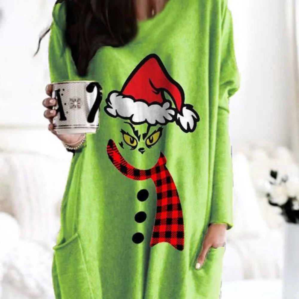 Green Sweatshirt Cartoon Grinc es Clothes Christmas Sweatshirt Pullover Hooded Cute Fashion Round Collar Hoodies