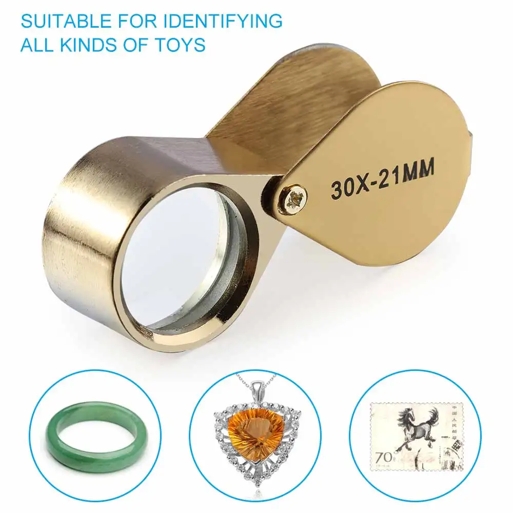 Metal Jewelry Magnifying Glass Jewelers Eye Tool Jewellery Folding Loupe Glass Lens Magnifying Triplet Glass Jewelry Diamond