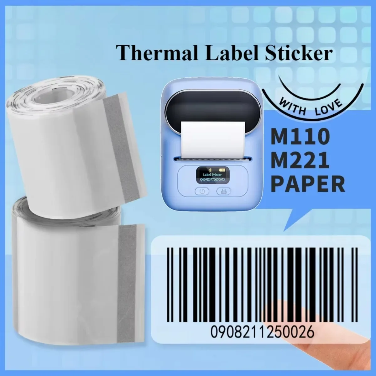 

1.57"x1.18" HD Clear Thermal Sticker Paper for M110S M220 M200 M221 M120 M110 Thermal Printer Transparent Thermal Labels Barcode