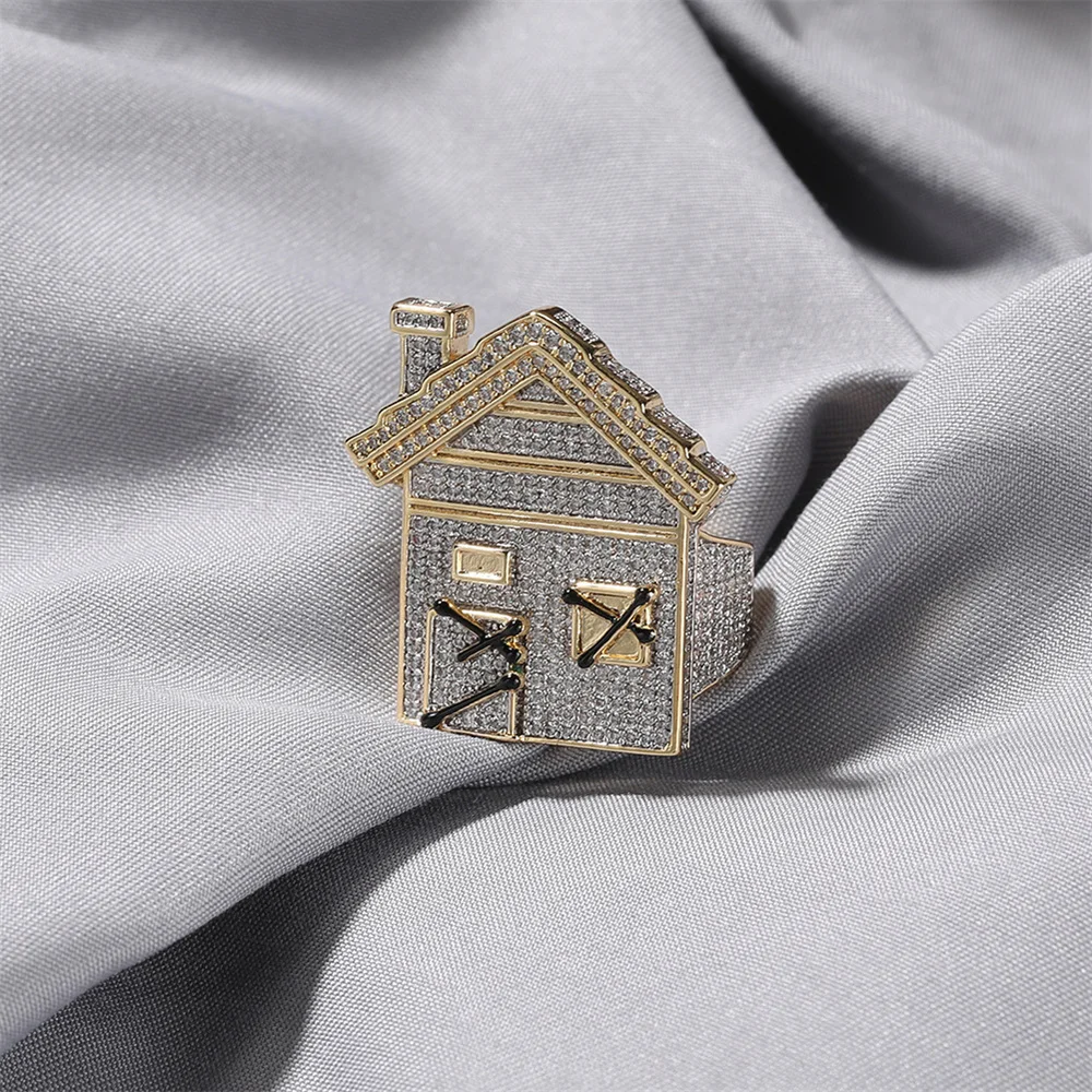 

Shiny Hip-Hop Men's Ring New Streetwear Style Niche House Design Inlaid with Zircon