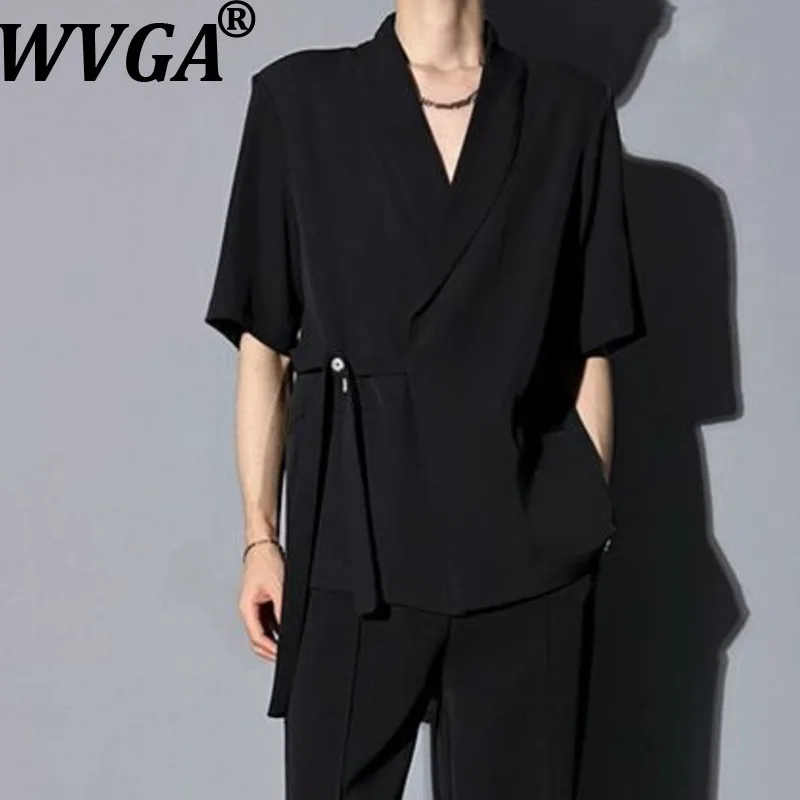 

WVGA Summer New Man Tide Ice Silk Trendy Half Sleeve Blazer Niche Chic Casual Lightweight High-end Turn-Down Collar Coats W21145