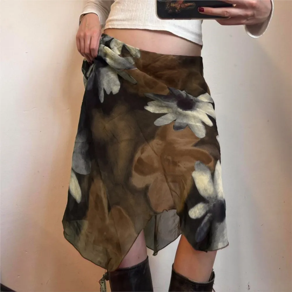

2026 Skirts For Woman Skirt Retro Women's Clothing Temperament Irregular Hem Mesh Printed Fashion Slim Trendy Holiday All-match