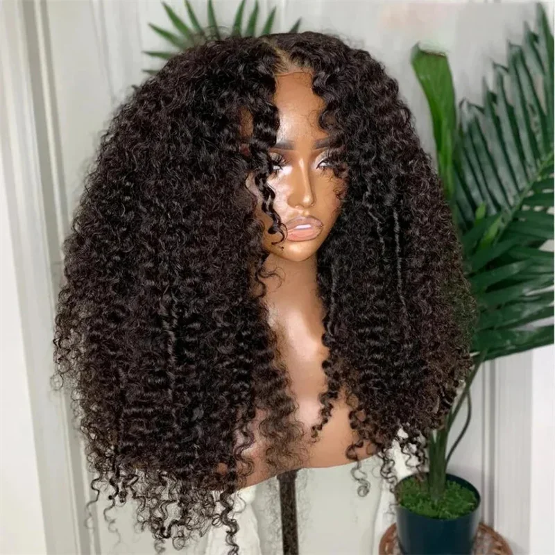 Peluca con malla frontal Natural negra prearrancada suave de 26 pulgadas de largo rizado 180 de densidad Natural peluca con malla frontal para mujeres negras pelo de bebé