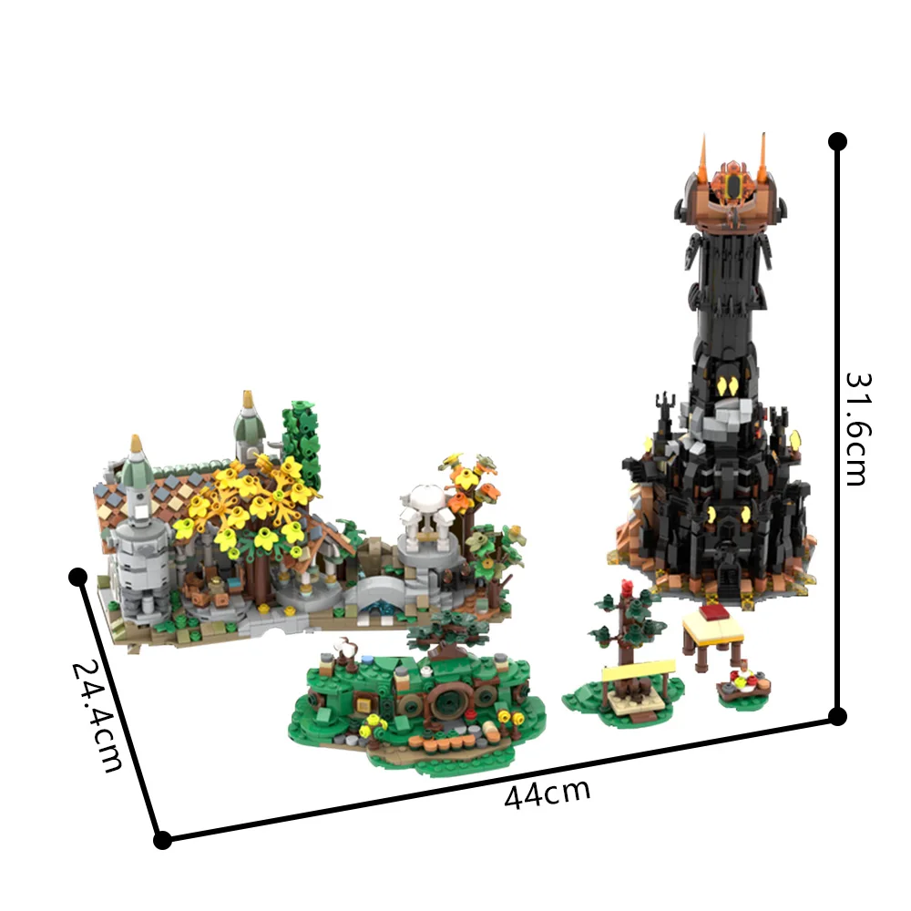 MOC-colección de arquitectura de escena de los anillos, modelo de bloques de construcción, Barads, Castillo negro, Durs, juguete ensamblado, regalo para niños